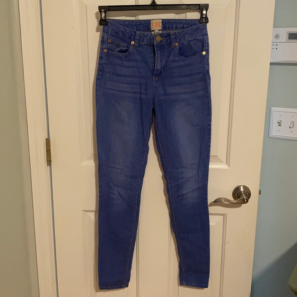 GB size 3 stretchy high waisted skinny jeans in bright denim